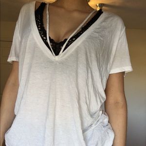 White Deep V Shirt